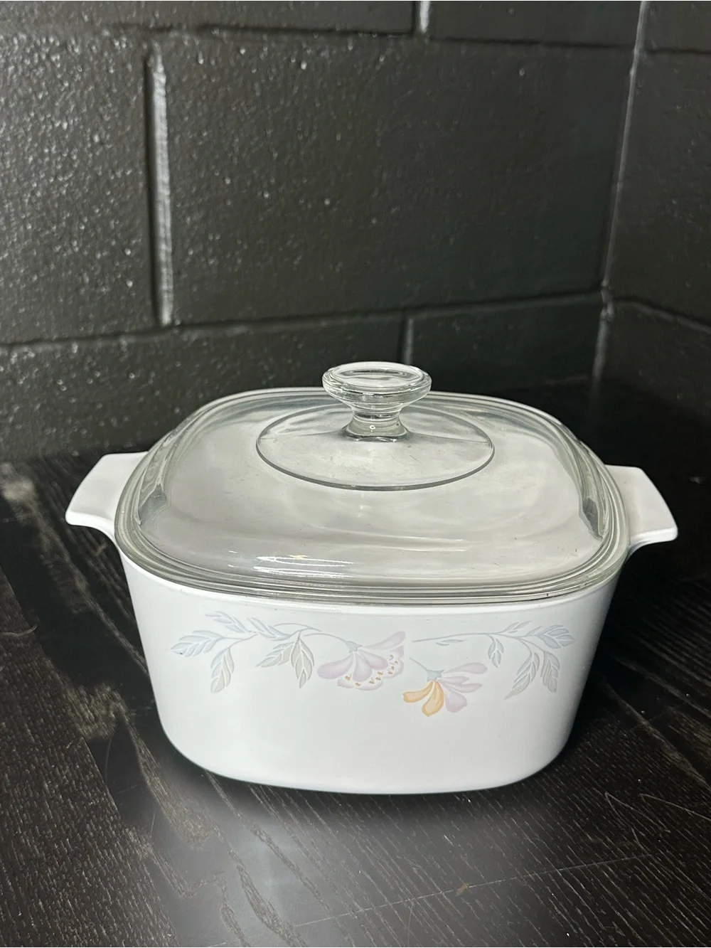 Vintage Corning Ware Casserole Dish in “Pastel Bouquet” or “Pink Trio” Pattern - Picture 4 of 11